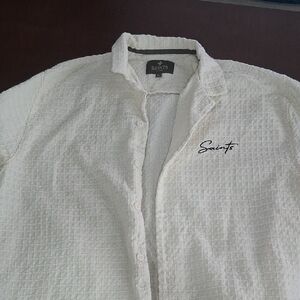 Saints White Textured Button-Up Shirt